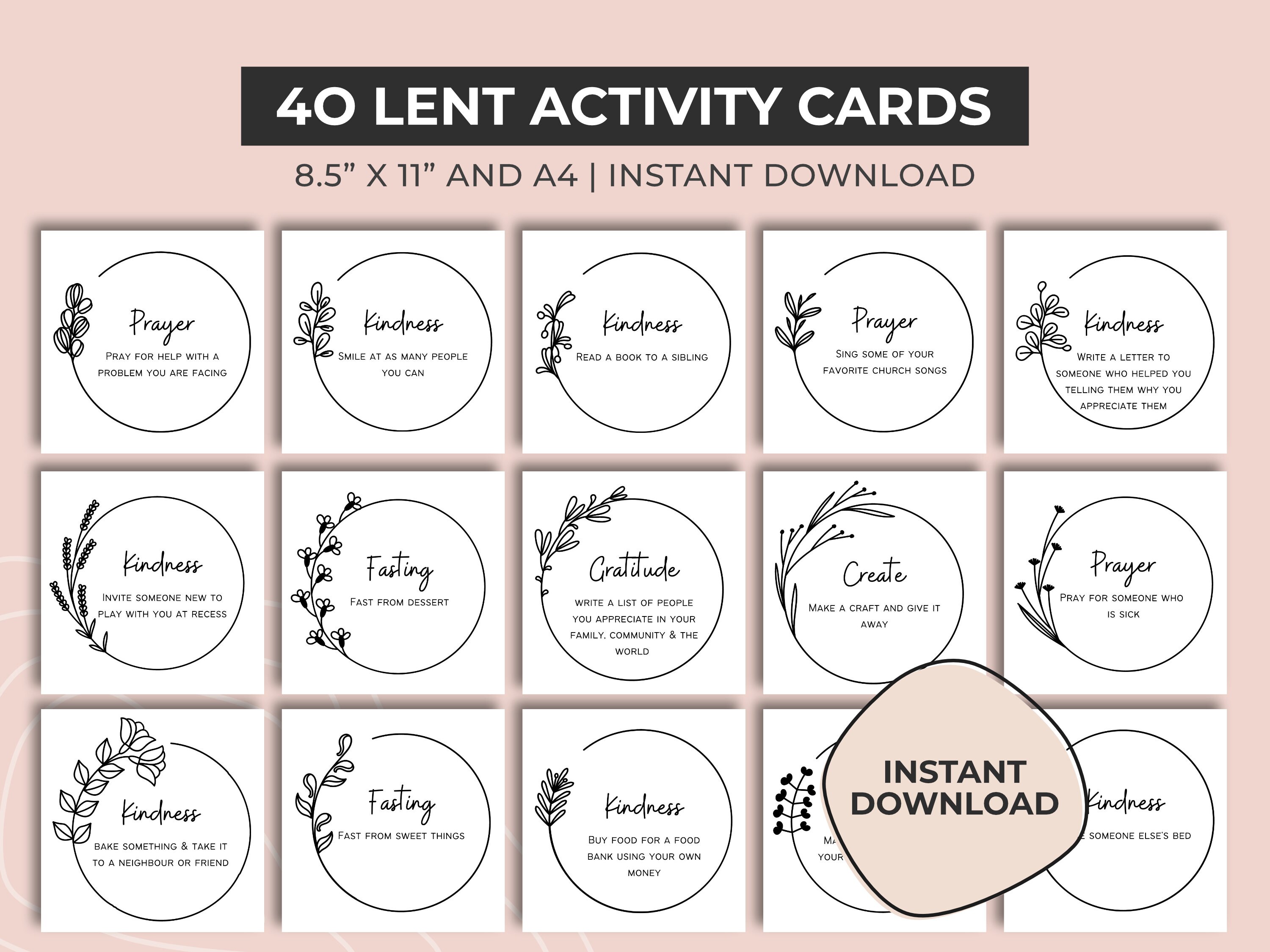 40 Lent Activity Cards for Kids Lenten Calendar Ash - Etsy