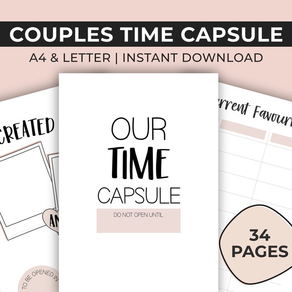 Couples Time Capsule, Date Night Ideas, Wedding Time Capsule, Anniversary Gift, Date Night Printable, Instant Download, Date Night Kit, PDF