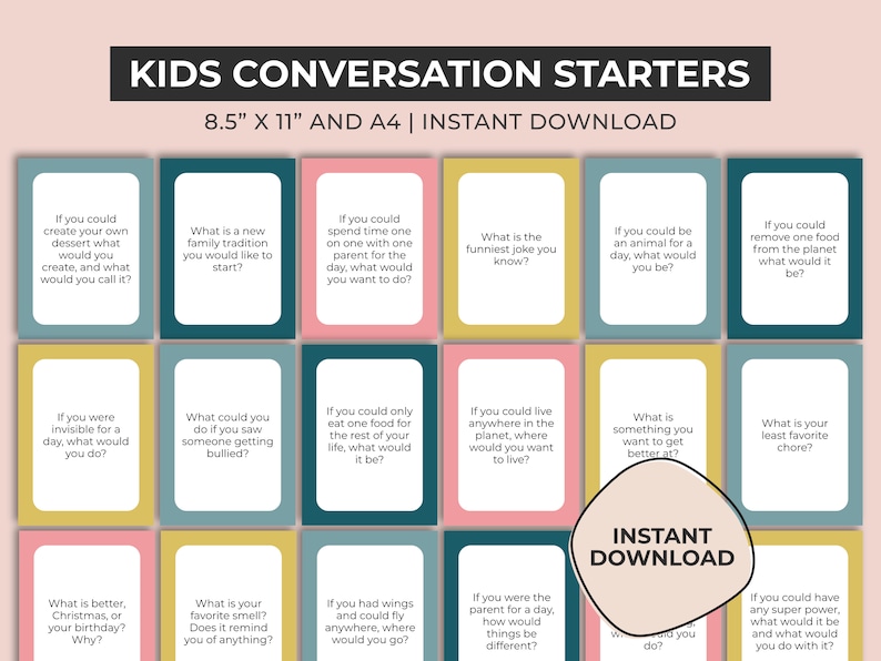 Family Conversation Starters Printable Kids Conversation Etsy