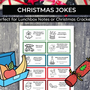 Christmas Lunch Box Jokes, Lunch Box Notes, Printable, Lunchbox Notes ...