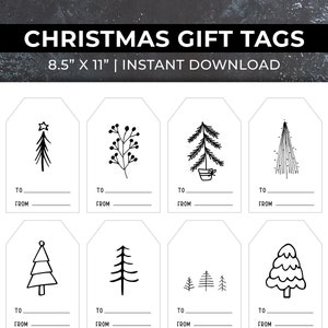 Printable Christmas Tree Gift Tags, Cute Christmas Gift Tags, Holiday Gift Tags, Minimalist Gift Tags, Christmas Tag, PDF, Instant Download