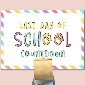 Last Day Of School Countdown, Sommer Vacay Kalender, druckbares Papier, Sommerferien Dekorationen, Tage bis zum Sommer, Urlaubs Tracker PDF