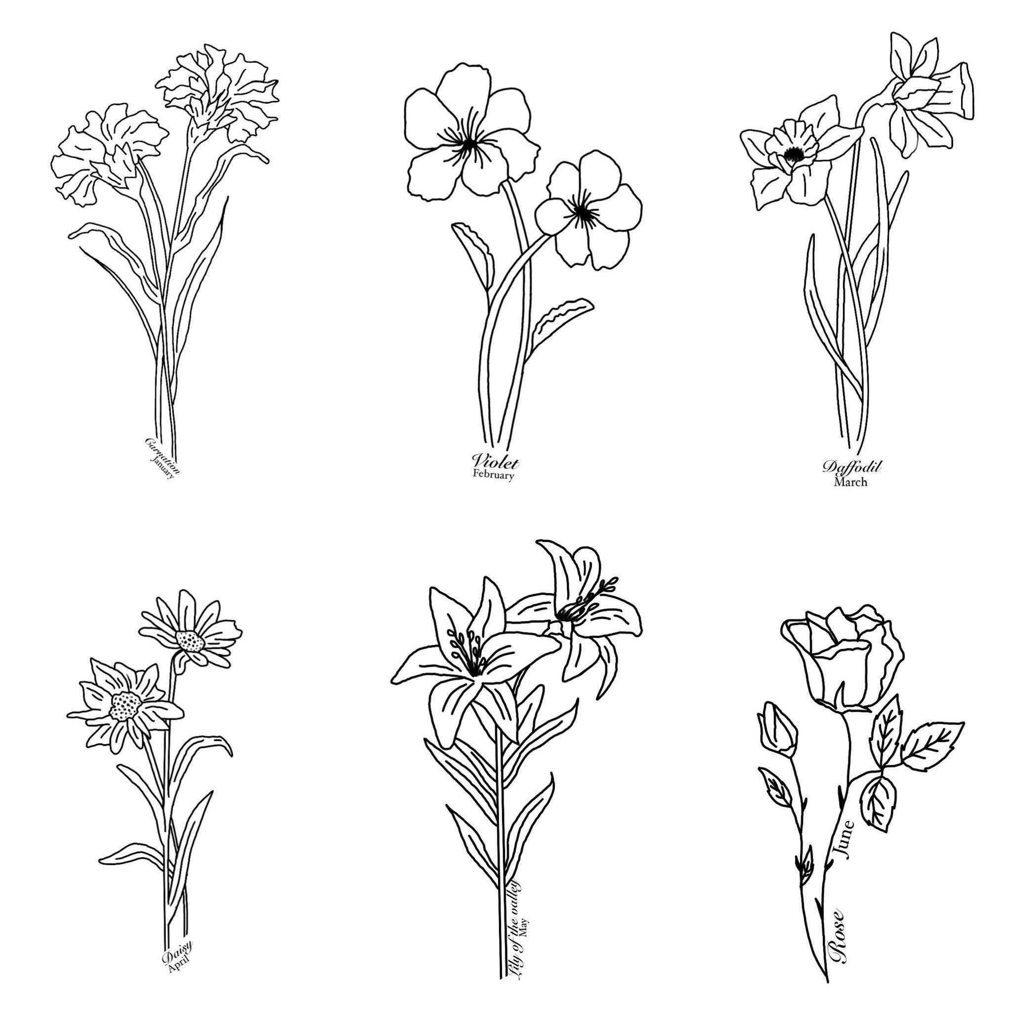 Birth Month Flower Tattoo Designs // Floral Tattoo Designs // - Etsy