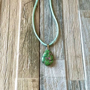 Green Stone Suede Necklace