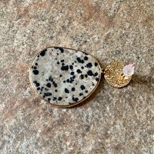 Dalmatian Slice Earrings. Gold, Dangle. image 2