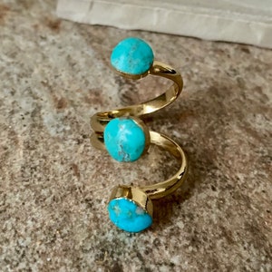 Shades Of Turquoise Gold Wrap Ring