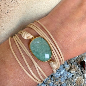 Gilded Natural Stone Wrap Bracelet