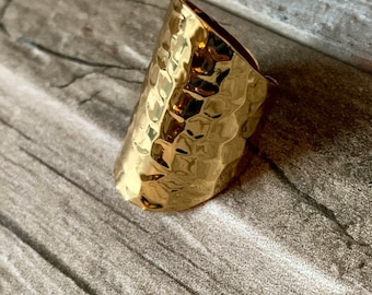 Hammered Gold Cuff Ring
