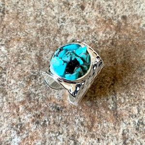 Turquoise Cigar Ring, Silver.