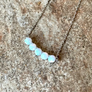 Tiny Opal Silver Necklace, 925.