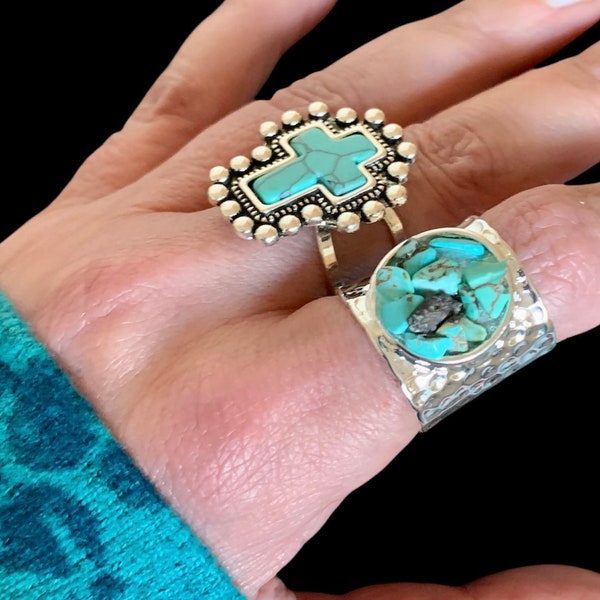 Turquoise Cigar Ring, Silver