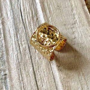 Hammered Circle Gold Cigar Ring