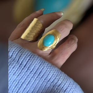 The Monaco Turquoise Ring. Adjustable, Stainless Steel.