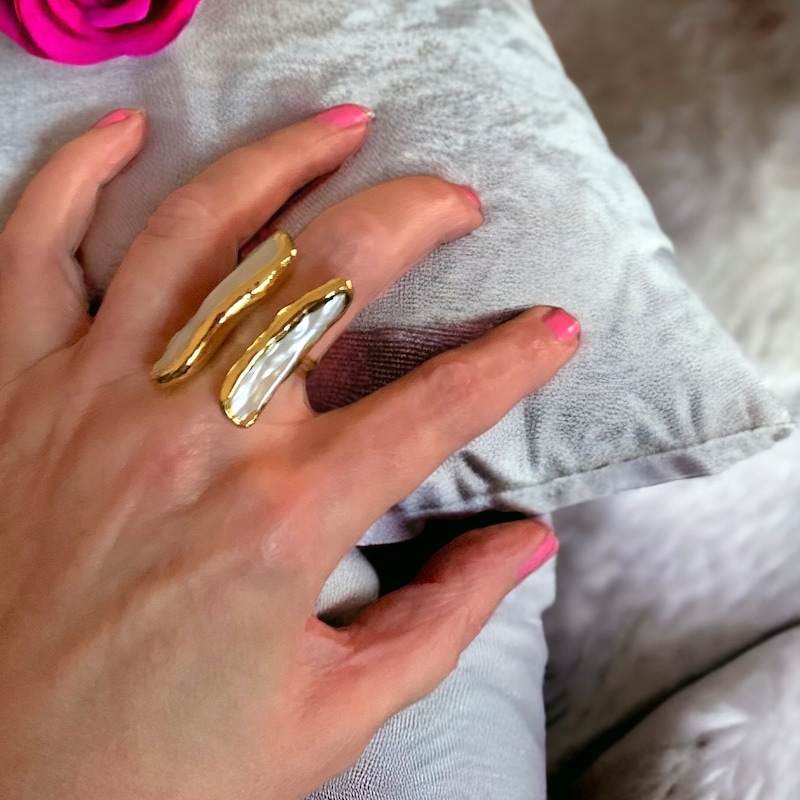 Double Pearl Ring Silver main image 1