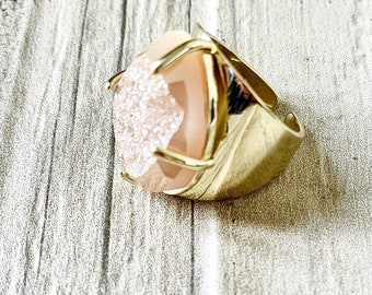 Pink Champagne Druzy Luxury Ring