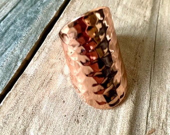 Hammered Rose Gold Cuff Ring