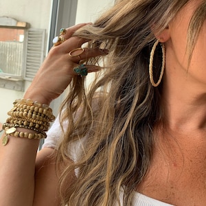 Gold Textured Luxe Huge Hoops
