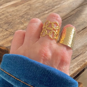 Wasserdichter strukturierter Kreis-Manschettenring. Gold Silber Verstellbar.