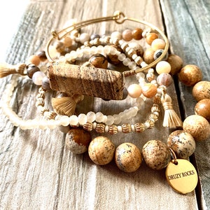 Brown Shades Stone Tassel Unique Stack
