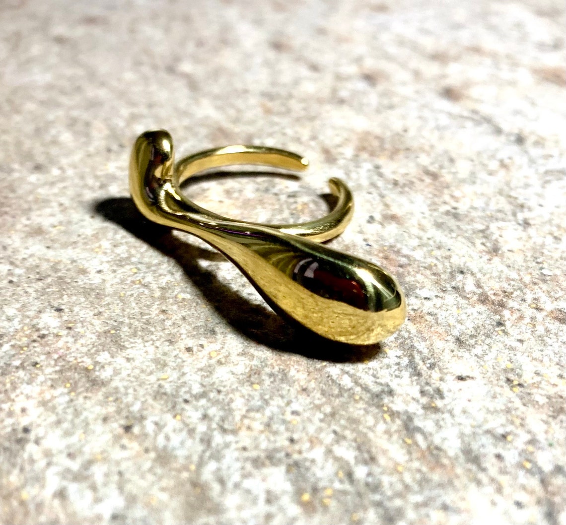 Distorted Rings Waterproof Long Distorted Bar Statement Ring. Gold, Adjustable. - Etsy