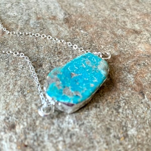 Africa Turquoise long Necklace. Silver.