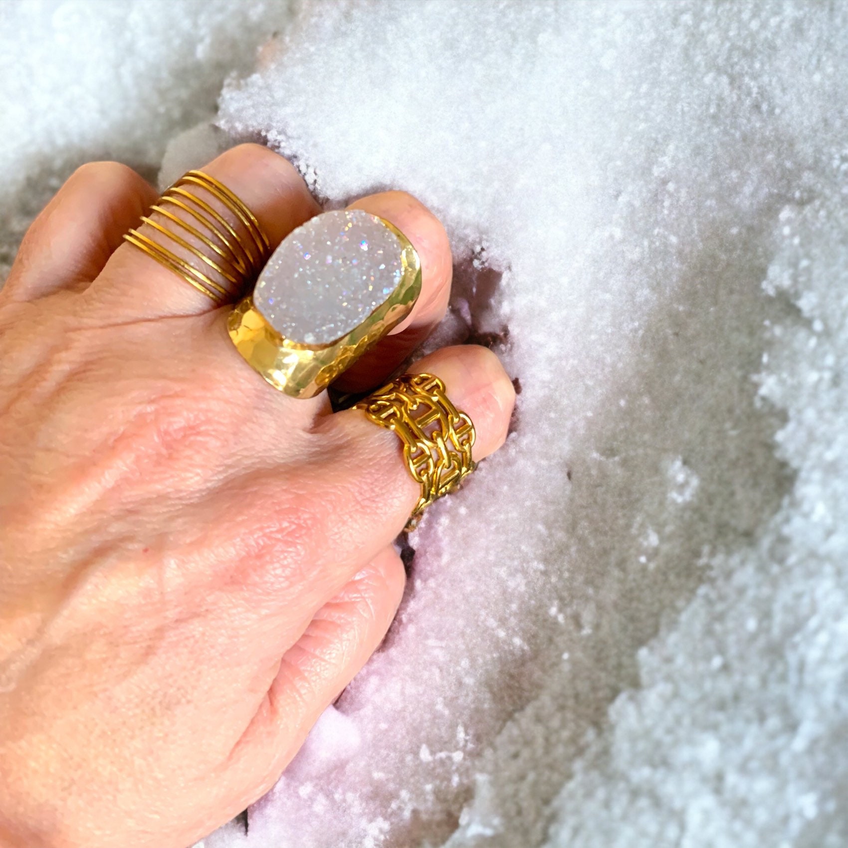 Fairy Dust Druzy Ring. Gold Adjustable. Etsy Canada