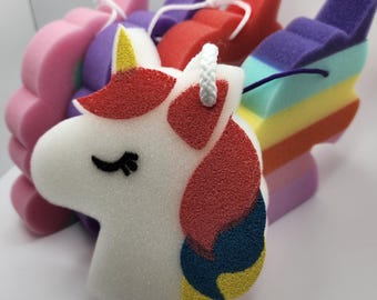 Lot of 5 Unicorn Bath Sponges - perfect for kids' showers and bathtime!