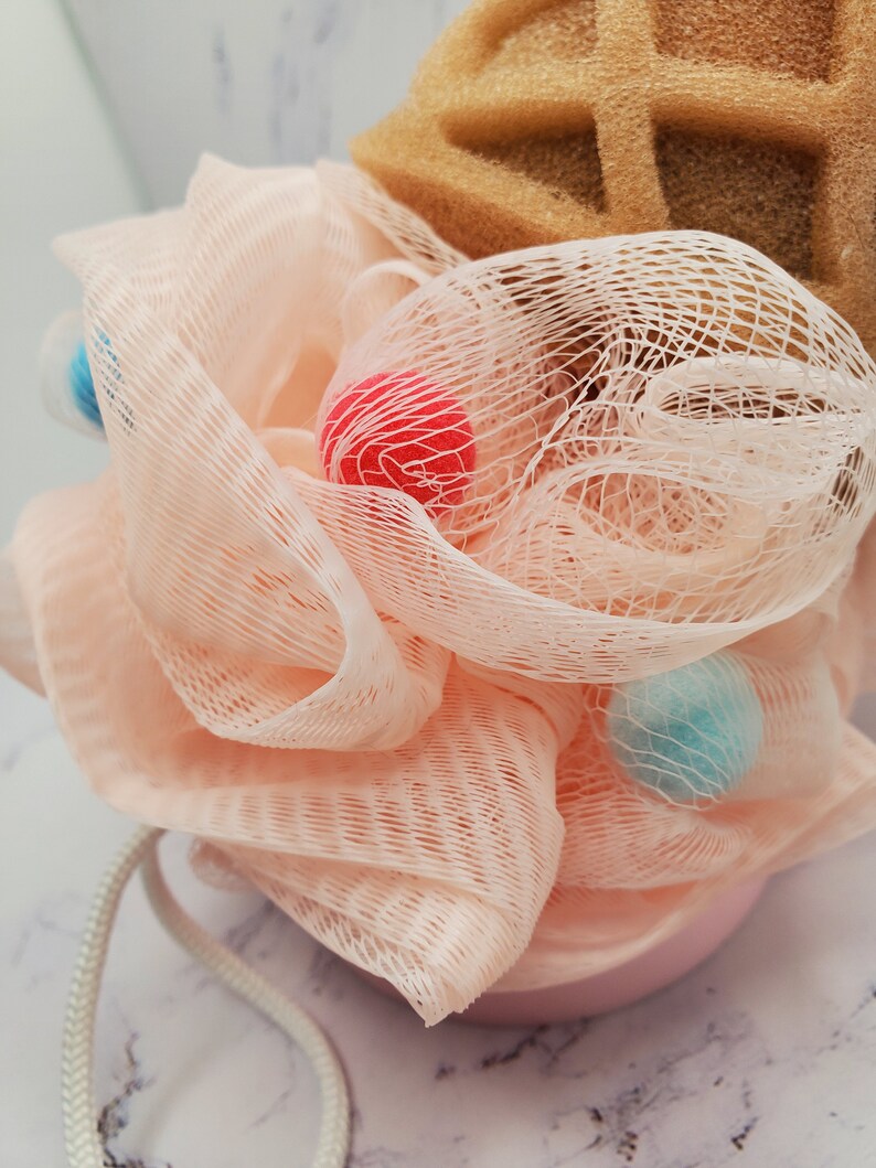 Ice Cream Cone Soap Infused Loofah 5oz Dessert Shaped Loofah Poof Pouf