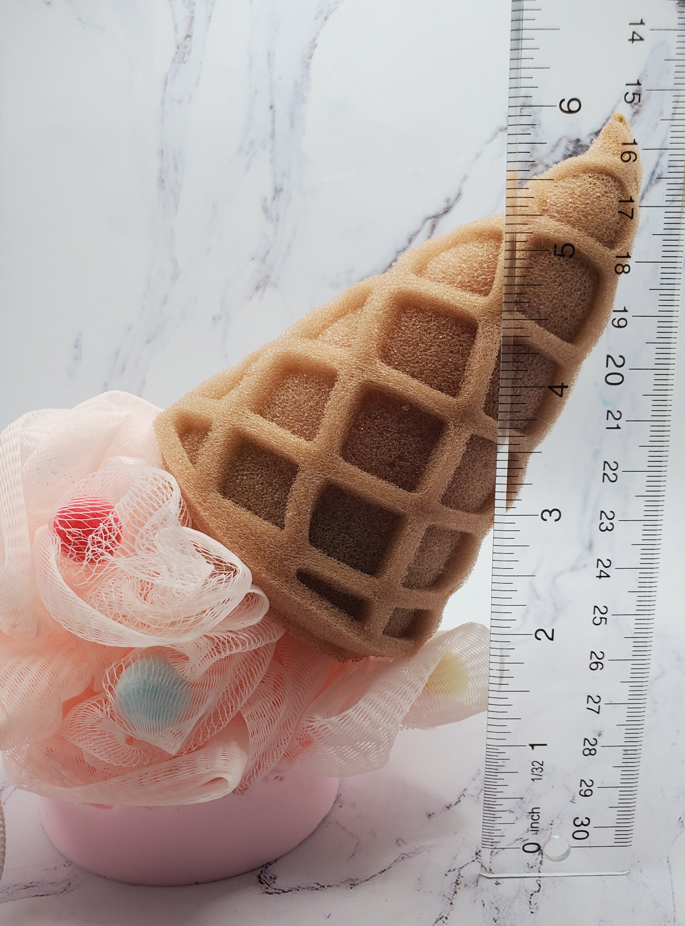 Ice Cream Cone Soap Infused Loofah 5oz Dessert Shaped Loofah Poof Pouf