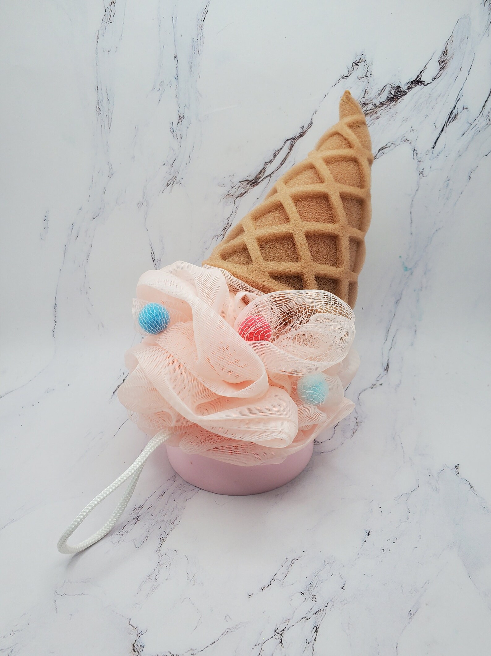 Ice Cream Cone Soap Infused Loofah 5oz Dessert Shaped Loofah Poof Pouf