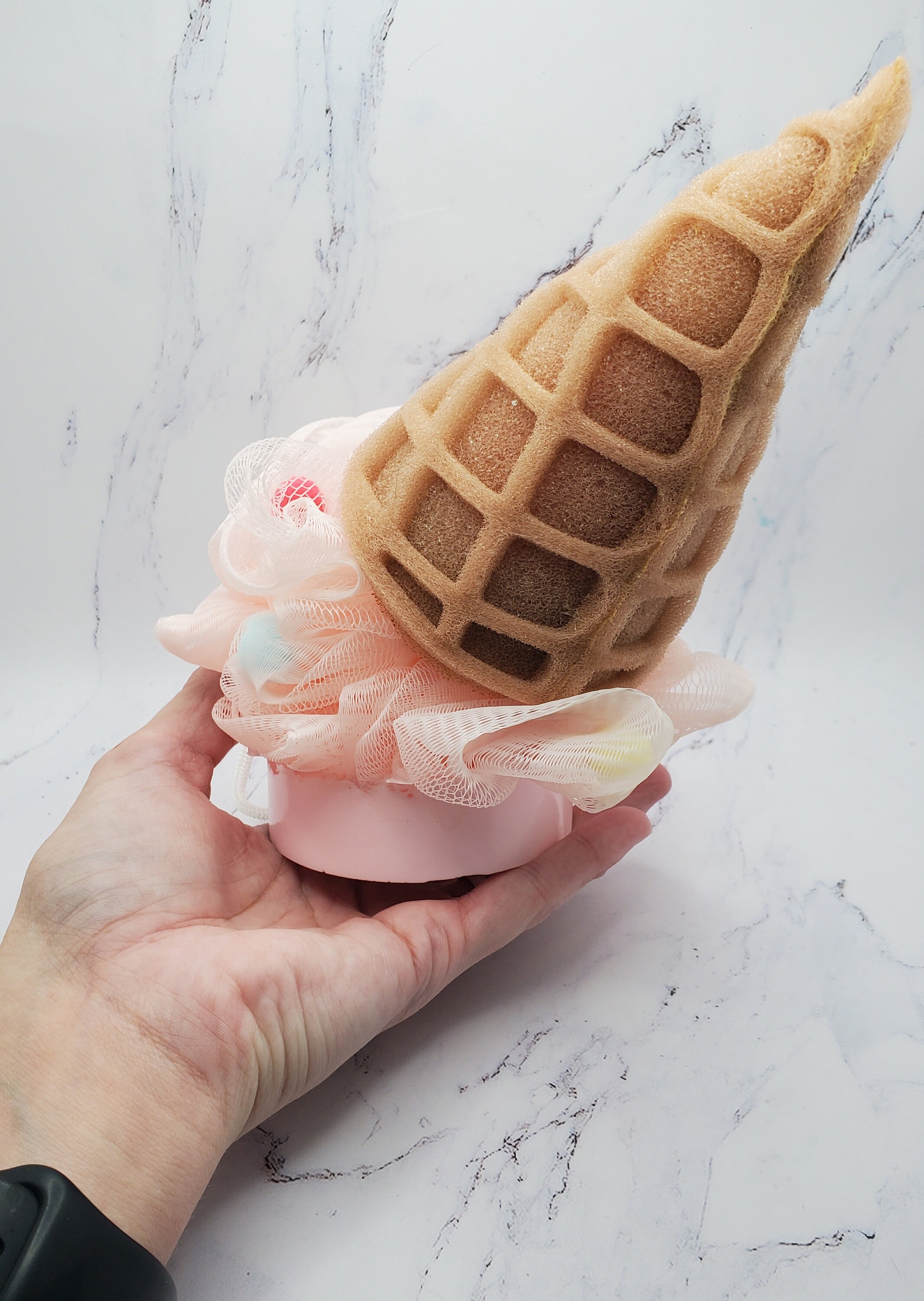 Ice Cream Cone Soap Infused Loofah 5oz Dessert Shaped Loofah Poof Pouf