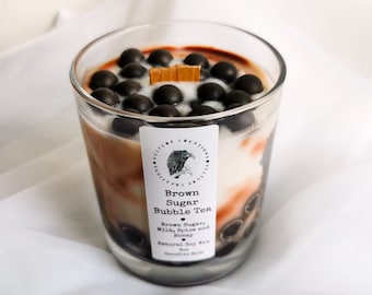 Brown Sugar Bubble Tea Candle, Spring Aesthetic, Cute Handmade Boba Gift Ideas, Natural Vegan Soy Wax, Cozy Home Decorations, Strong Scent