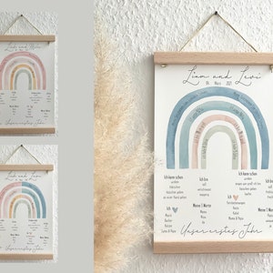 Unser erster Geburtstag- Poster personalisiert Regenbogen