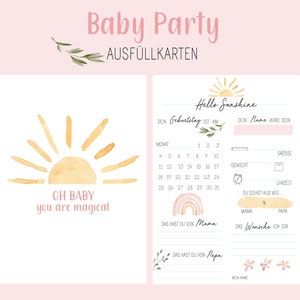 Babyparty Ausfüllkarten, Tippkarten, Wunschkarten, Tippkarten, Schwangerschaft Geschenk, Babyshower Karten, Schwangerschaft, Geburt, Sonne
