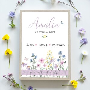 Geburtsposter personalisiert- Wild Flower