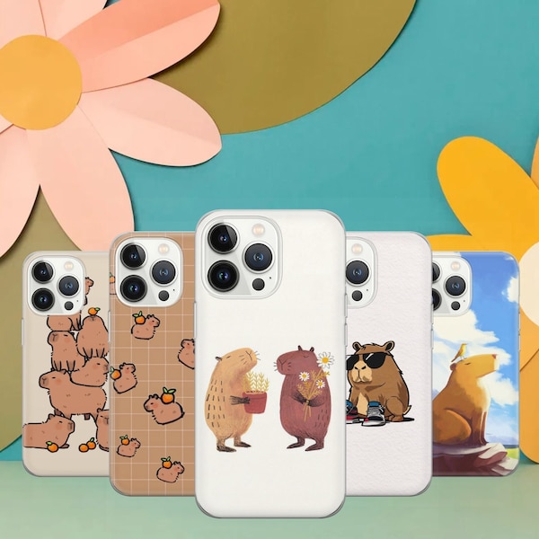 Water animal Phone Case Capybara Cover for Pixel 7A Pro 6A, iPhone 15 14 13 XR for Samsung S21FE S23 5G S22 Ultra A73 A53 Note 20 A14