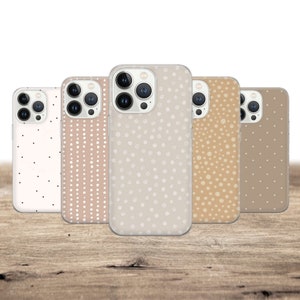 Polka Dots Handyhülle Beige Punkte Hülle für iPhone 16 Pro, 15, 14, 13, 12, 11, Google Pixel 9, 8, 7A, 6A, Samsung Galaxy S24 Ultra, S23fe, A