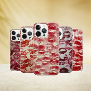 Kiss Mark Handyhülle Red Kiss Rouge Cover für Pixel 9 8 Pro 7A 6A, iPhone 16 15 14 13 XR für Samsung S24 FE S23 5G S22 Ultra A73 A53