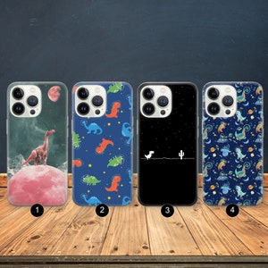Funda para teléfono con diseño de dinosaurio espacial, genial funda para iPhone 16 Pro, 15, 14, 13, 12, 11, Google Pixel 9 Pro, 8, 7A, Samsung S25, S24 FE, A26, A36