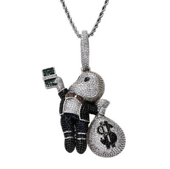 Money Man Necklace Pendant Chain Silver 