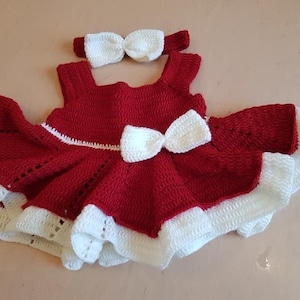 Handmade knitting Christmas girly dress