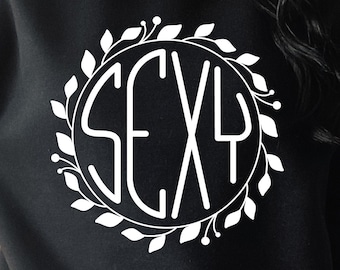 4-Letter Monogram Font SVG: Flower Wreath, Circle Monogram (Digital Download)
