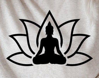 Buddha Lotus Flower SVG: Mandala Clipart, Yoga, Meditation (Digital Download)