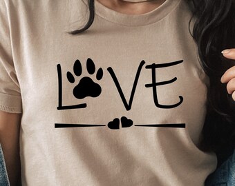 Dog Mom Love Pawprint SVG: Dog Lover Shirt Design (Digital Download)