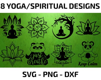 Pacchetto SVG Yoga: disegni di loto, chakra e meditazione (download digitale)