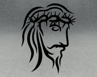 Cara de Jesús SVG: Imágenes prediseñadas de fe cristiana (descarga digital)