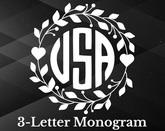 Floral Wreath 3-Letter Monogram SVG Font (Digital Download)