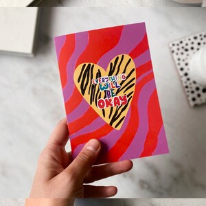 Everything Will Be Okay Greeting Card, Get well soon card, Okay greeting card, Positive quotes greeting card