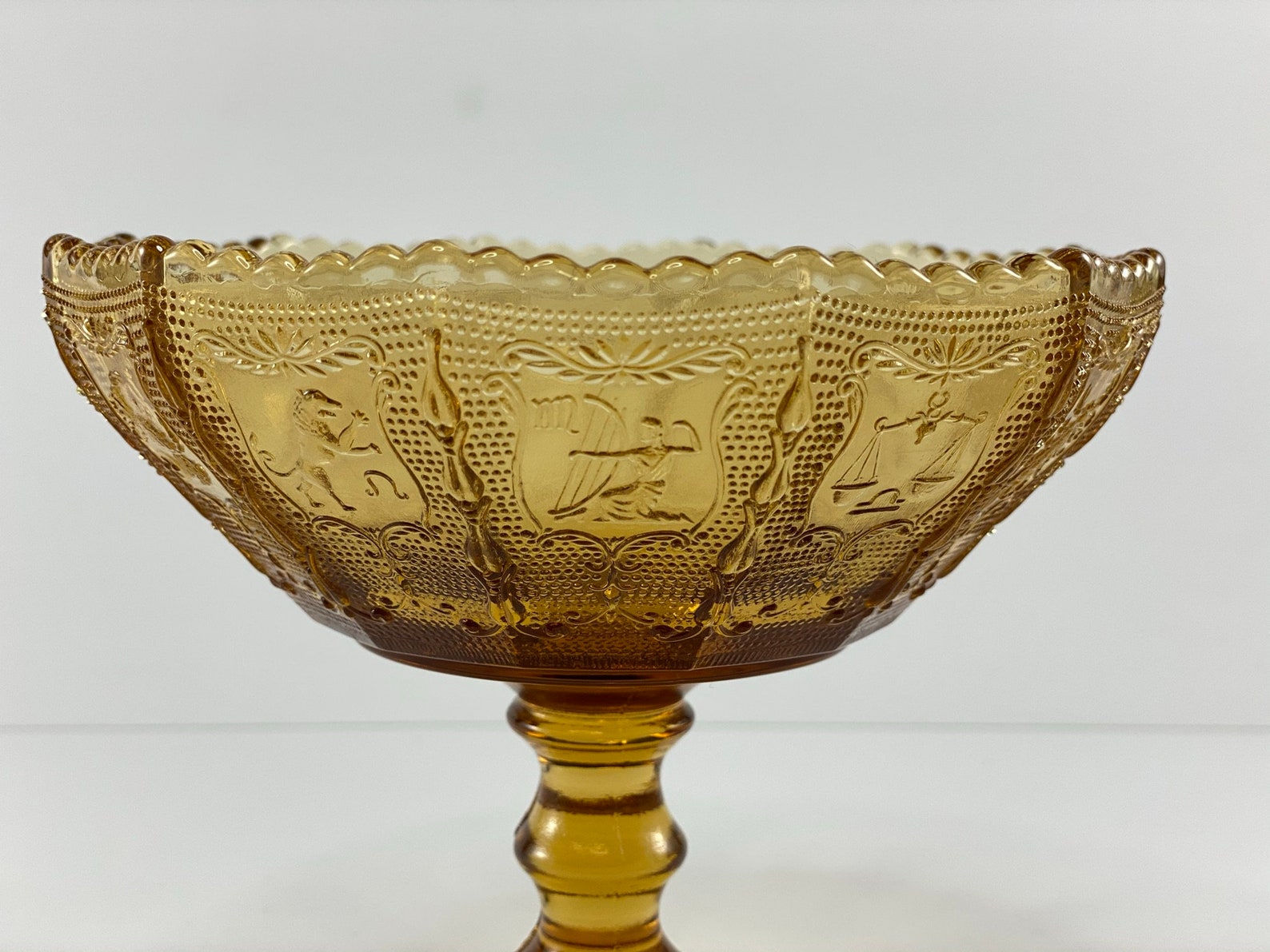 Imperial Glass Zodiac Amber Compote Dish Etsy