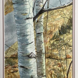Birch Tree Watercolour Painting Original Art